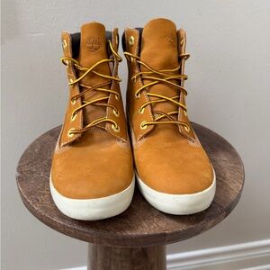 Timberland Brown Leather Boots with White Soles